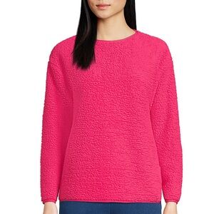 🦩Land’s End Hot Pink Women's Long Sleeve Sherpa Fleece Sweatshirt